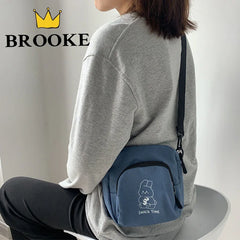 Rabbit Canvas Women Small Crossbody Bag Casual Messenger Bags