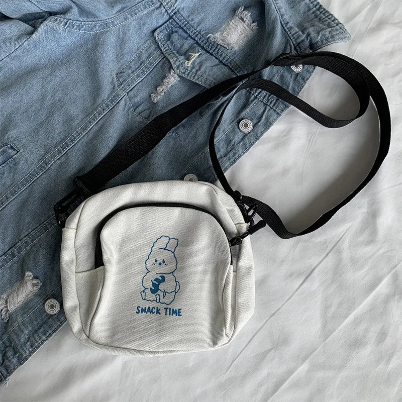 Rabbit Canvas Mini Crossbody Bag for Women