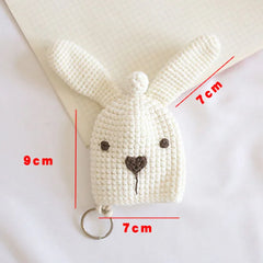 Rabbit Girls Pull Type Key Bag Hand Knitting Key Wallets