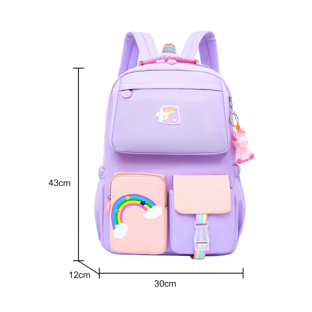 Rainbow Backpack for Women Girl Shoulder Strap Teenage Kids School Bags