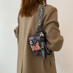 Funny Doodle Bear Cartoon Waist Bag Women Crossbody Shoulder Handbag