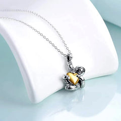 Silver Small Sloth Pendant Necklace Heart Sloth Necklaces For Women Girls