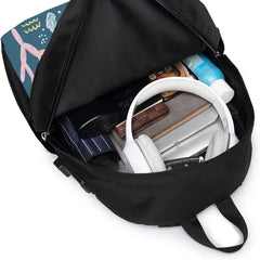 Sleepy Whale Underwater Doodle Cartoon Backpack 17 Inch