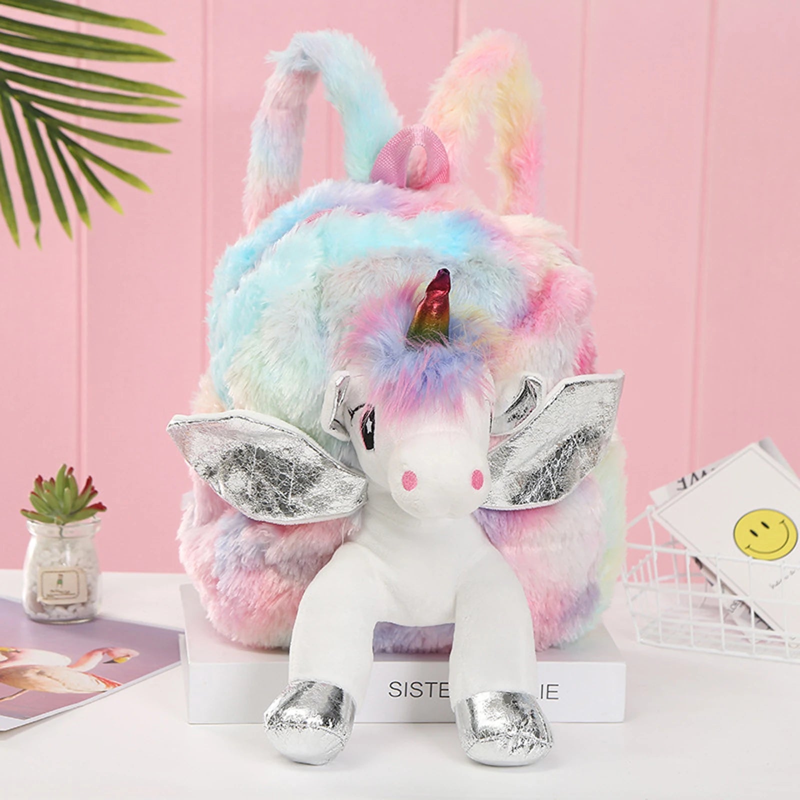 Cartoon Unicorn Doll Plush School Backpack for Girls