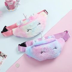 Unicorn Kids Fanny Pack Plush Waist Bag Coin Purse Travel Chest Bag