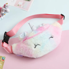 Unicorn Kids Fanny Pack Plush Waist Bag Coin Purse Travel Chest Bag