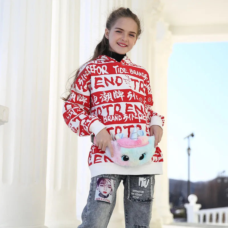 Unicorn Kids Fanny Pack Plush Toys Waist Bag Gradient Coin Purse Chest Bag