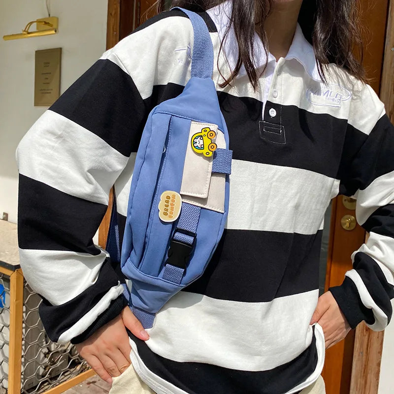 Canvas Waist Bag for Women Casual Belt Bag Phone Chest Purse Fanny Pack