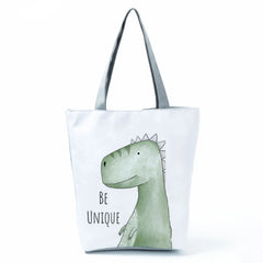 Watercolor Animal Prints Handbags Girl Book Bag Woman Cartoon Dinosaur Bear Shop