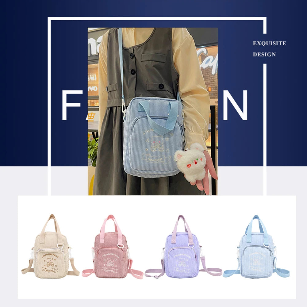 Large Capacity Corduroy Schoolbag for Student Travel