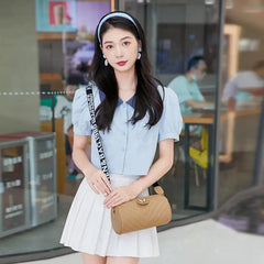 V-Pattern Shoulder Bag Cylinder Handbag