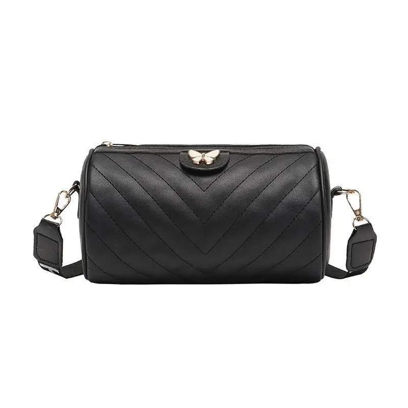 V-Pattern Shoulder Bag Cylinder Handbag