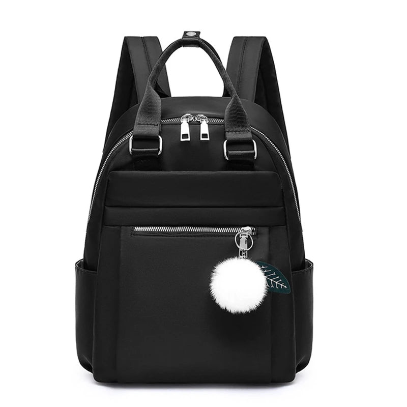 D0LF Nylon Backpack Anti-theft Travel Daypack Women Girls Student School Bag