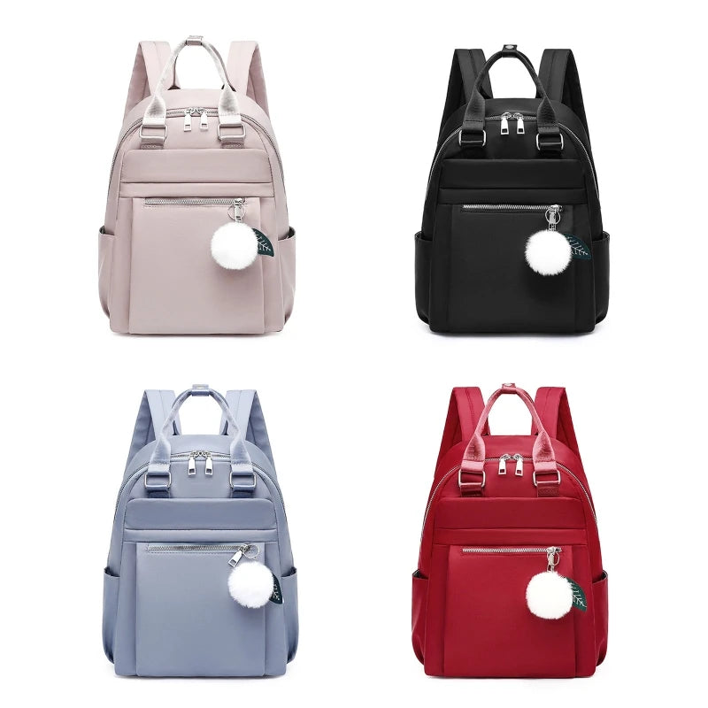 D0LF Nylon Backpack Anti-theft Travel Daypack Women Girls Student School Bag