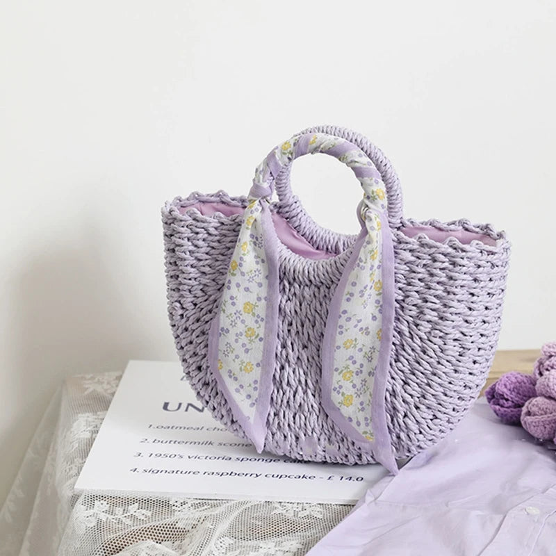 D0LF Straw Tote Bag Large Handbag for Girls