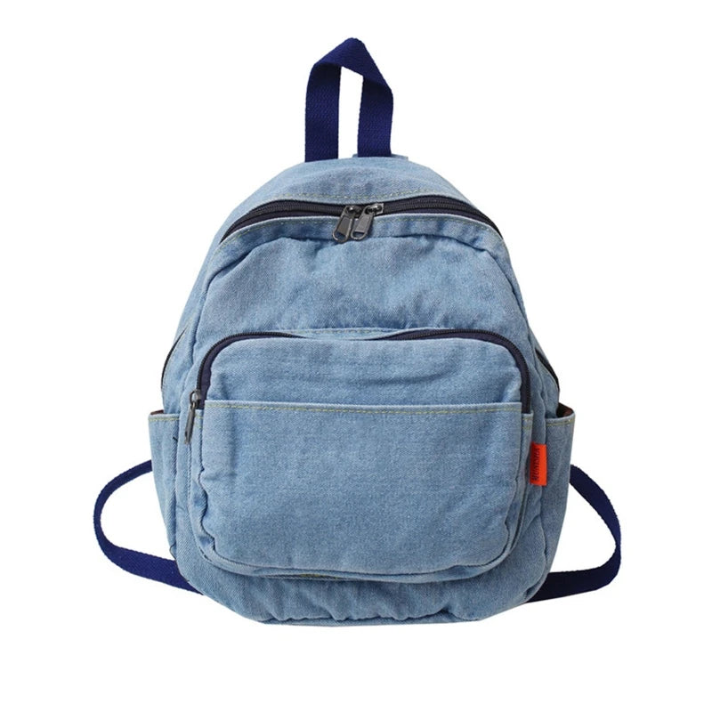 D0LF Women Backpack Vintage Denim School Bookbag Casual Daypack Rucksack