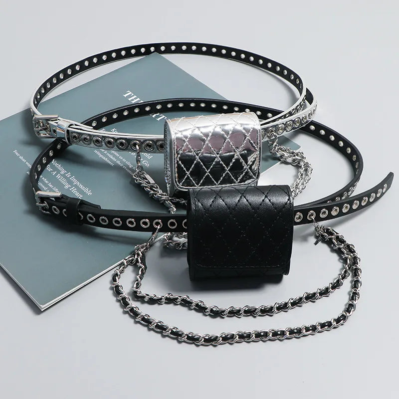 Metal Hollow Out Belt Bag Decorative Waist Bag Fanny Packs for Women