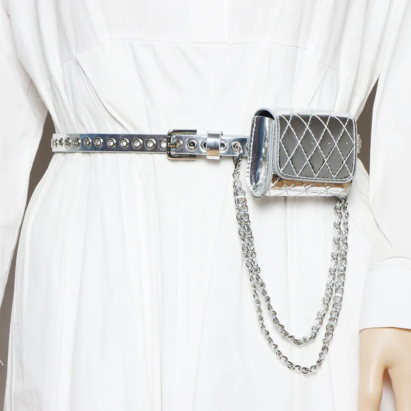 Metal Hollow Out Belt Bag Decorative Waist Bag Fanny Packs for Women
