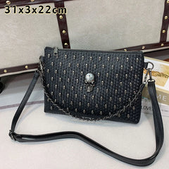 Punk Style Rivet Clutch Bag Skull Purses Large Capacity Satchel