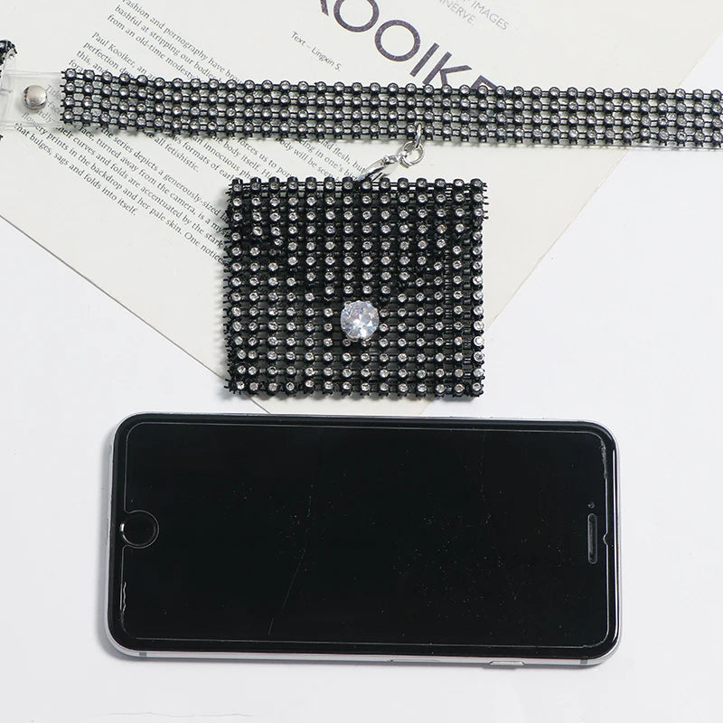 Transparent Rhinestone Bag Women Summer Decoration Shirt Dress Belt Bag