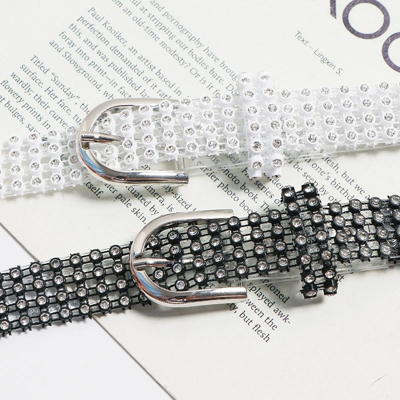 Transparent Rhinestone Bag Women Summer Decoration Shirt Dress Belt Bag