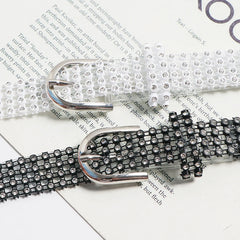 Transparent Rhinestone Bag Women Summer Decoration Shirt Dress Belt Bag