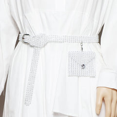 Transparent Rhinestone Bag Women Summer Decoration Shirt Dress Belt Bag