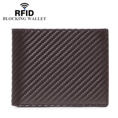 RFID Carbon Fiber Leather Men Wallets Small Wrist Purses Money Bag Clutch