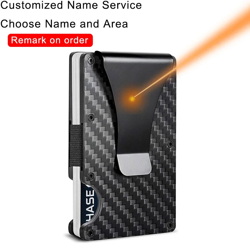 RFID Carbon Fiber Men Wallets Metal Slim Thin Man Wallet Money Bags