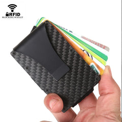 RFID Carbon Fiber Men Wallets Metal Slim Thin Man Wallet Money Bags