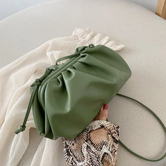 Retro Cloud Bag Green Folded Dumpling Crossbody Bag