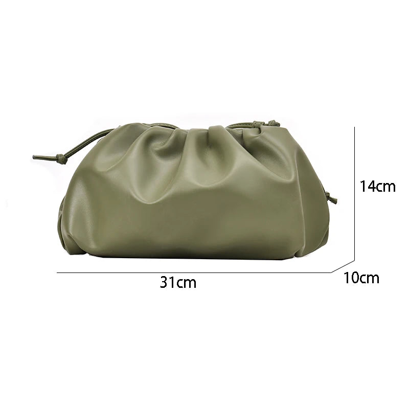 Retro Cloud Bag Green Folded Dumpling Crossbody Bag