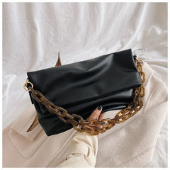 DIGERUI Thick Chain PU Leather Shoulder Bags For Women