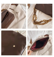 DIGERUI Thick Chain PU Leather Shoulder Bags For Women