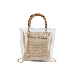 DIGERUI Transparent Shoulder Bag Clear Jelly Handbag Crossbody Bamboo Weave