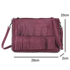 Women Tassel Messenger Bag Chain Weave Clutch Envelope Bag