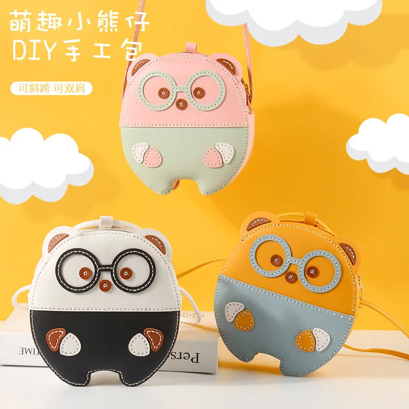 Carton Bag Glass Bear Shoulder Strap Handbag