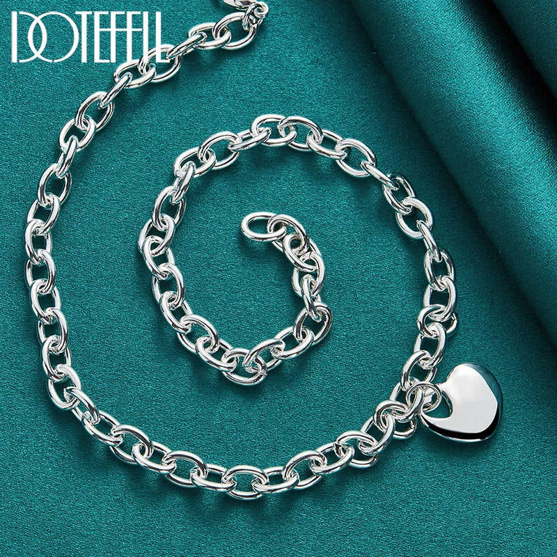 925 Sterling Silver Heart Pendant Necklace for Women