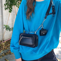 Dark Gothic Mini Square Bag Women Street Chains Crossbody Phone Bags