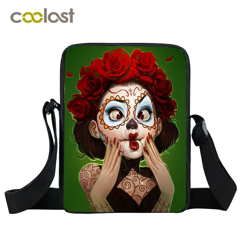 Gothic Skull Crossbody Bag Shoulder Handbag for Women Girls