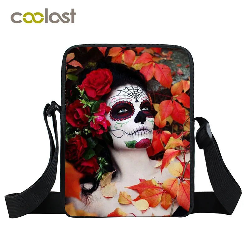 Gothic Skull Crossbody Bag Shoulder Handbag for Women Girls