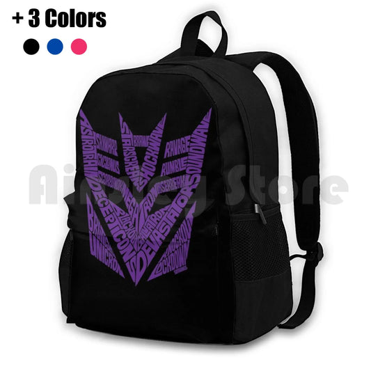 Decepticons Purple Outdoor Hiking Backpack Waterproof Camping Travel Autobots