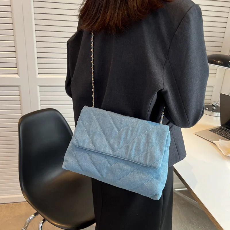 Denim Jeans Casual Big Shoulder Crossbody Bag Girl Totes For Women