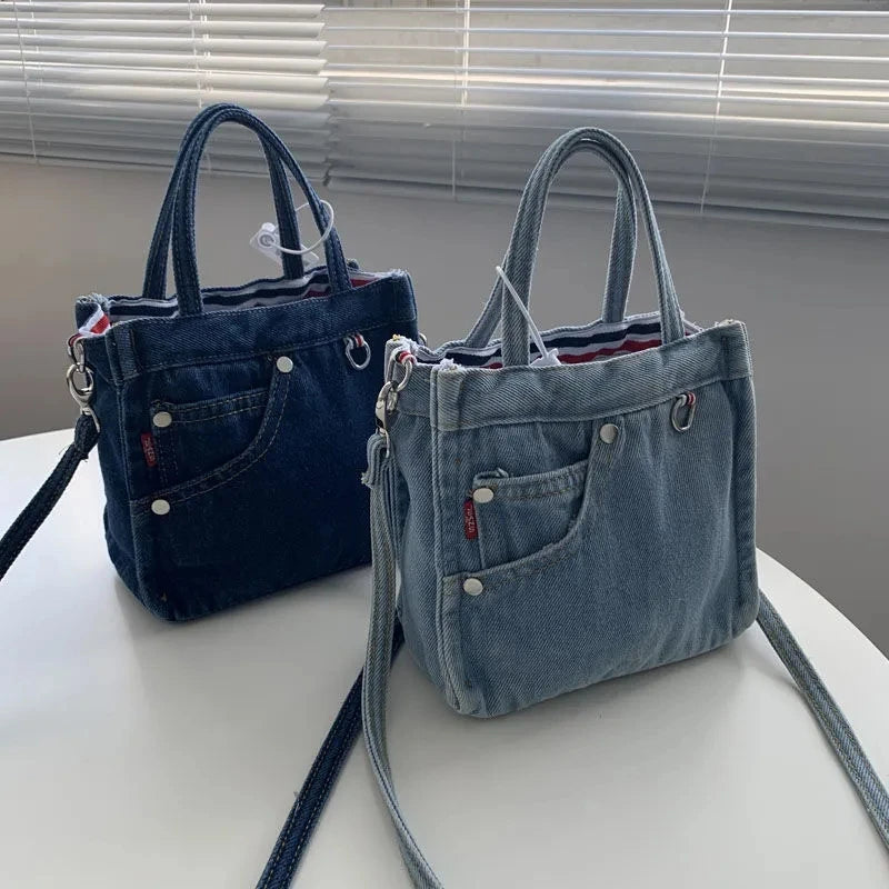Denim Jeans Shoulder Crossbody Bag Large Capacity Totes for Women