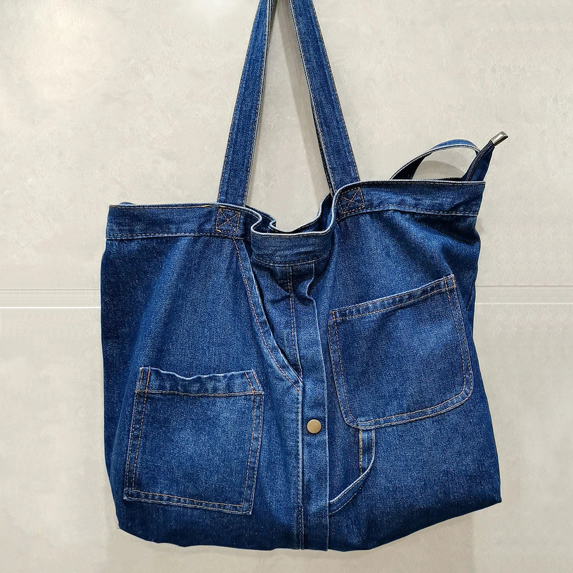 Denim Shoulder Bags for Women Casual Jeans Handbags Large Shopping Bags