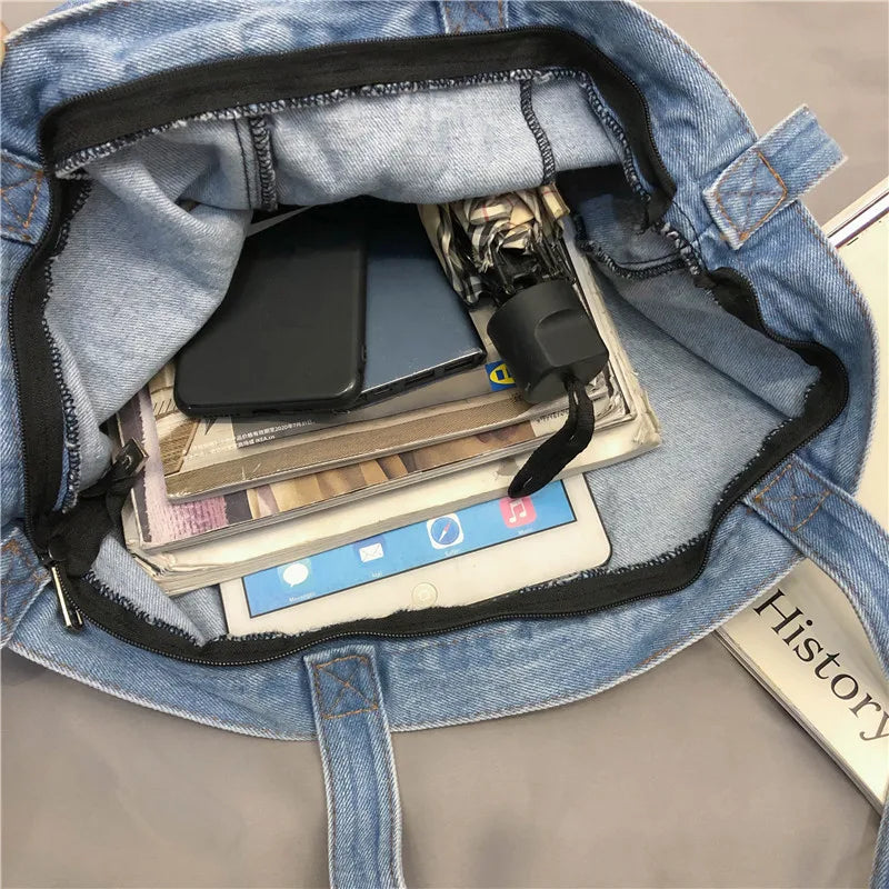 Denim Women Shoulder Bag Large Messenger Bags Girls Torebka Damska