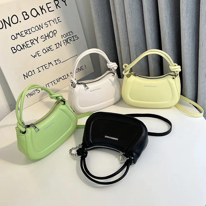 Foreign Style Chain Underarm Bag Solid Color Single Shoulder Messenger Bag