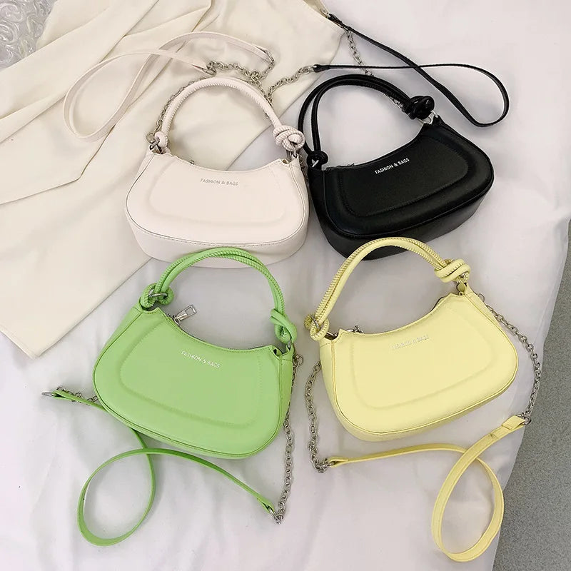Foreign Style Chain Underarm Bag Solid Color Single Shoulder Messenger Bag