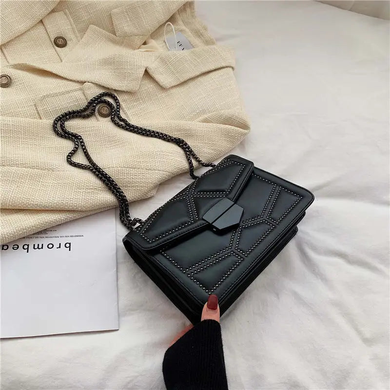 Women Shoulder Bag with Chain Strap, Small Square Handbag