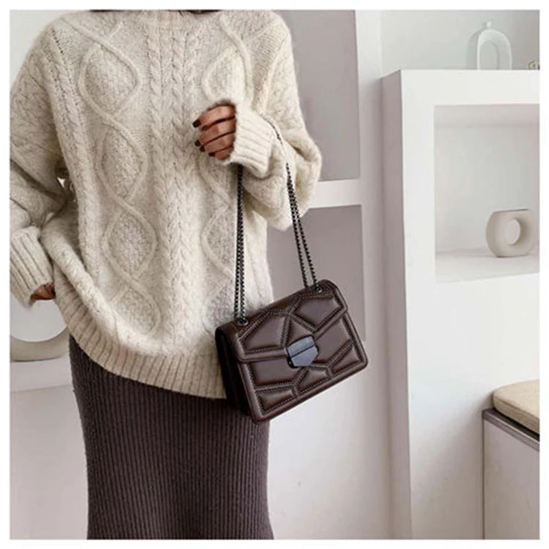 Women Shoulder Bag with Chain Strap, Small Square Handbag